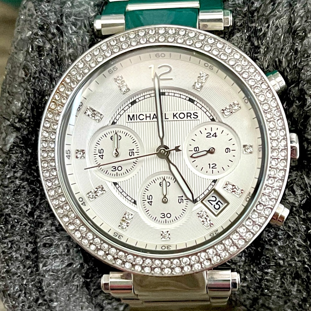 Michael Kors Parker Ladies Stainless Pave Watch